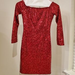 ❣Sparkling Holiday Sequin Red Dress❣